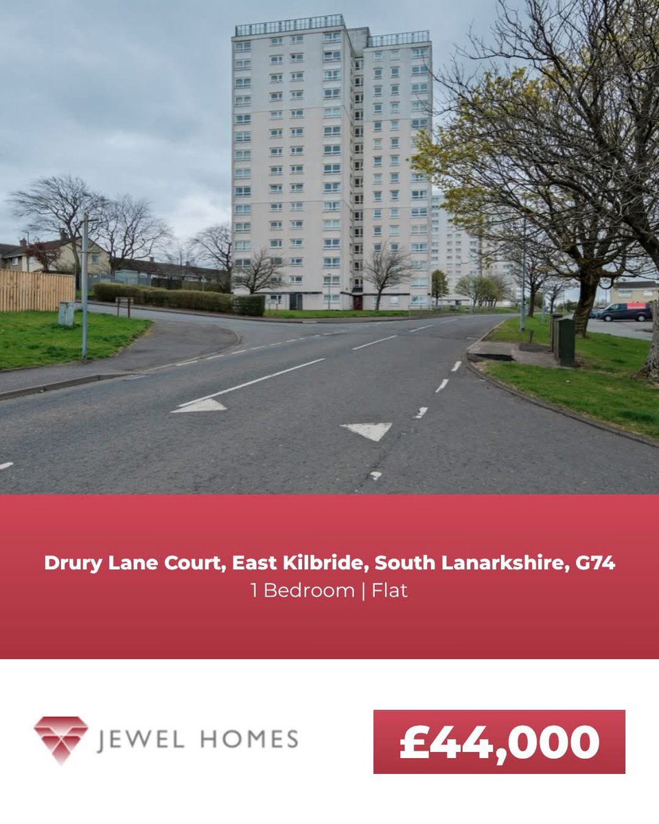 📍 Drury Lane Court, East Kilbride, South Lanarkshire, G74
🏠 1 Bedroom, Flat. Offers over £44,000

For more information please visit our website or contact us via:
📞 | 01236 793426 
✉ | info@jewelhomes.co.uk
🌎 | jewelhomes.co.uk

🔥 FIXED SALES FEE £600 inc VAT