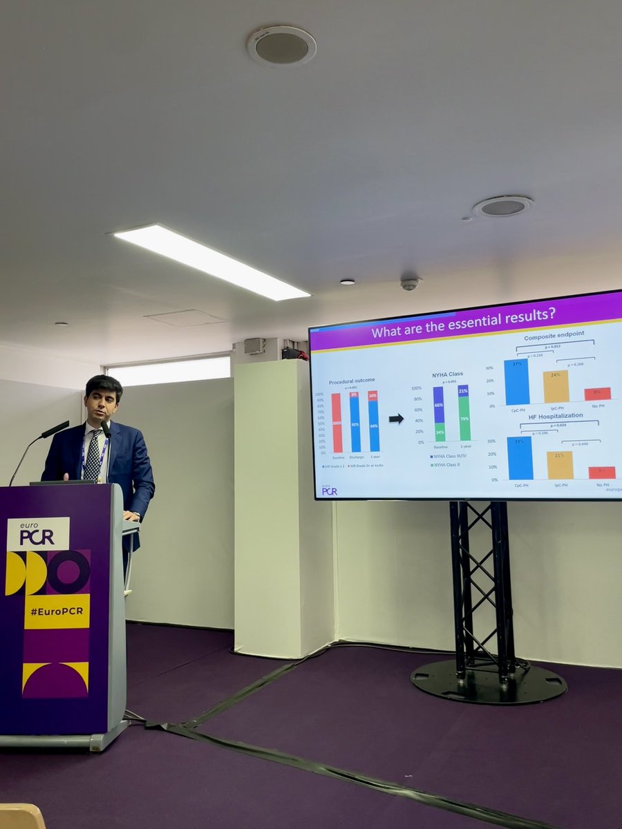 Presented at #EuroPCR2025 🇫🇷: RHC revealed what echo can’t. One PH subtype stood out as a silent but important predictor of poor outcomes after M-TEER. A call for smarter, tailored risk stratification. #MitraClip #HeartFailure #CardioTwitter