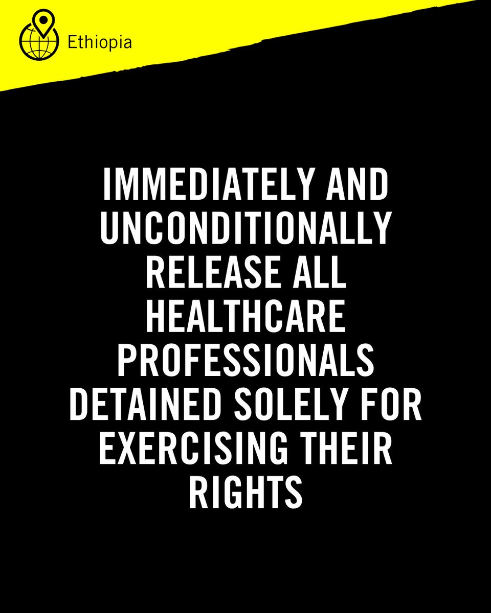 [1/5]Amnesty International welcomes the release of Yontan Dagne earlier this week. But the situation remains dire. At least 20 healthcare professionals are currently being held incommunicado at the Addis Ababa police station headquarters. #JusticeAndAccountability #EndImpunity