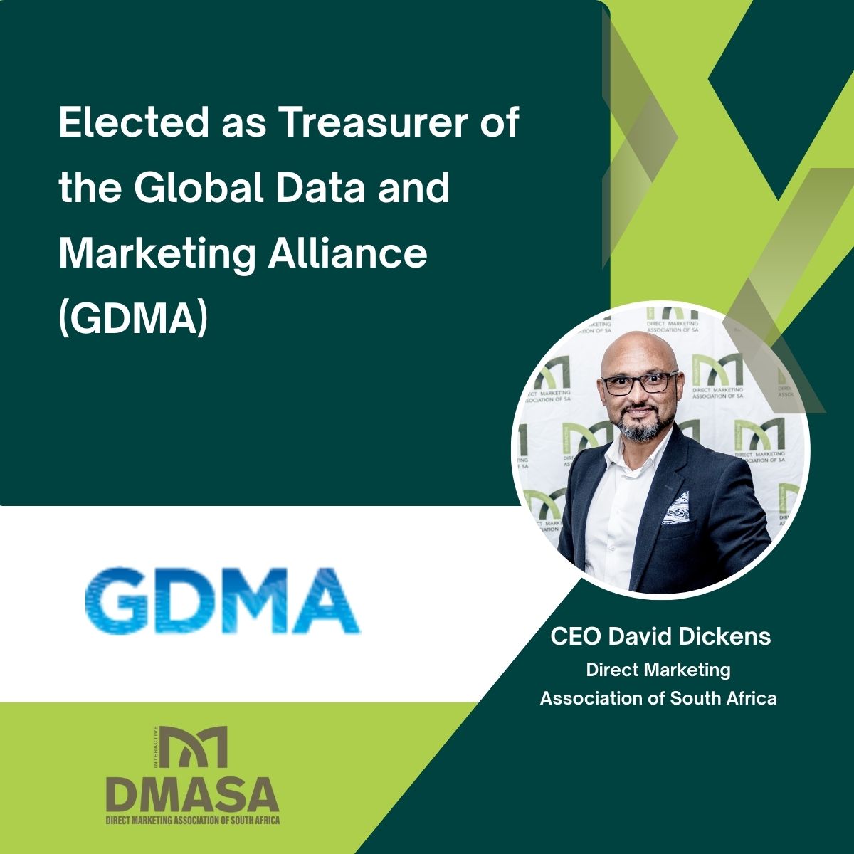 Ethansep's tweet photo. 📷 Exciting News from the DMASA!
We’re proud to announce that David Dickens, CEO of the Direct Marketing Association of South Africa, has been elected as Treasurer of the GDMA - Global Data &amp; Marketing Alliance for a second consecutive term. https://t.co/RGWyj0T41T