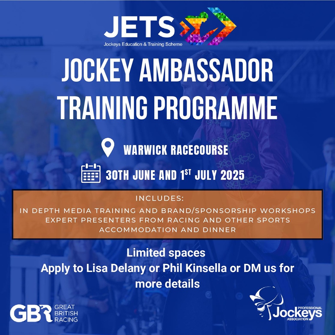 There's less than a week left to apply for this year's Jockey Ambassador training two day programme.  If you want to build your profile, learn new skills and increase your appeal to sponsors, get in touch.  Limited spaces available and deadline for applications is May 27.