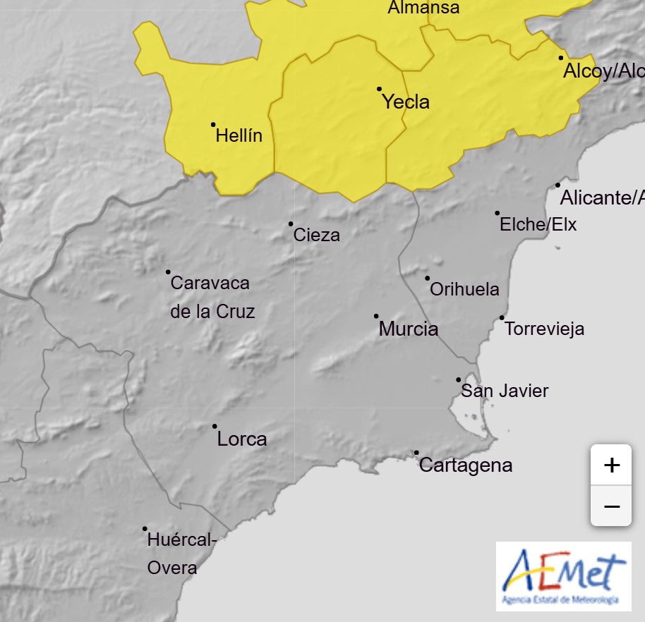 📢 La <a href="/AEMET_Esp/">AEMET</a> ha previsto para lluvias y tormentas de nivel amarillo mañana en el #Altiplano de la #RegiondeMurcia 

➡️noticias.112rmurcia.es/?p=10335