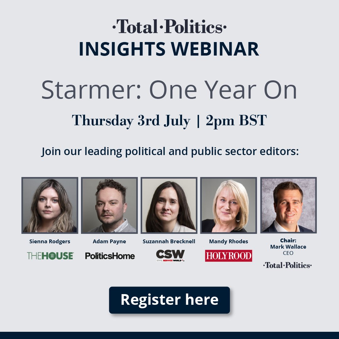 The House magazine (@thehousemag) on Twitter photo Twelve months on from a historic general election, Sir Keir Starmer has faced a daunting in-tray.
Join <a href="/siennamarla/">Sienna Rodgers</a> as well as <a href="/SuzannahCSW/">Suzannah Brecknell</a>, <a href="/adampayne26/">Adam Payne</a>, <a href="/holyroodmandy/">mandy rhodes</a> & <a href="/wallaceme/">Mark Wallace</a> to hear their insights on Labour’s first year in power.
Register here: bit.ly/4dm0fQ6 Twelve months on from a historic general election, Sir Keir Starmer has faced a daunting in-tray.
Join <a href="/siennamarla/">Sienna Rodgers</a> as well as <a href="/SuzannahCSW/">Suzannah Brecknell</a>, <a href="/adampayne26/">Adam Payne</a>, <a href="/holyroodmandy/">mandy rhodes</a> & <a href="/wallaceme/">Mark Wallace</a> to hear their insights on Labour’s first year in power.
Register here: bit.ly/4dm0fQ6