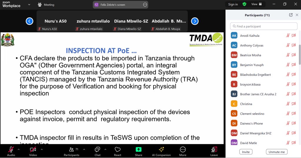 TMDA yatoa mafunzo  kwa wazalishaji na wabunifu wa vifaa tiba  na vitendanishi nchini juu ya taratibu za udhibiti.