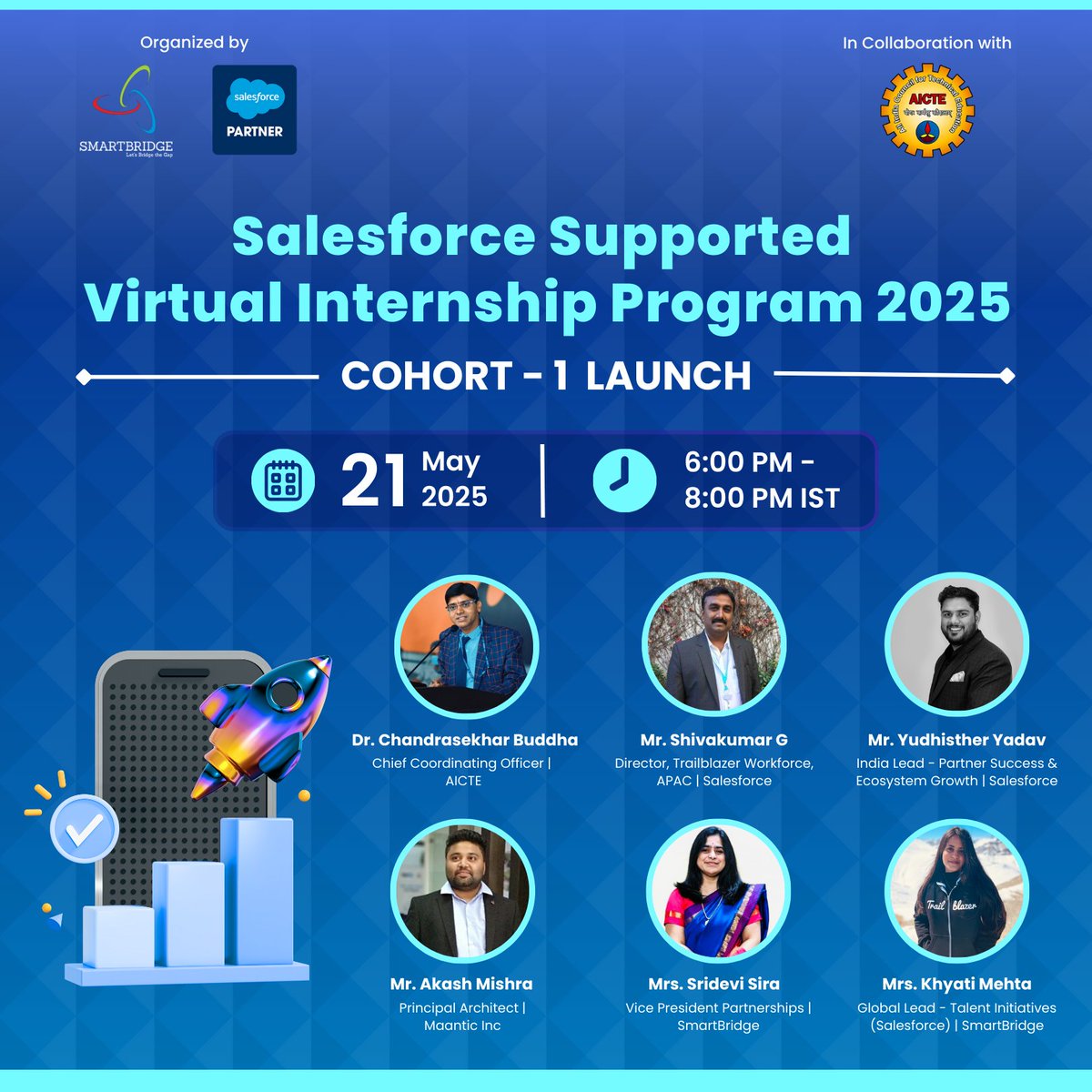 thesmartbridge's tweet image. 🚀 Launching Today!

Welcome to Cohort-1 of the Salesforce Supported Virtual Internship Program 2025, in collaboration with AICTE – where ambition meets action &amp;amp; skills shape futures.

If you’re registered, log in &amp;amp; tune in – your transformation starts today.

#VirtualInternship