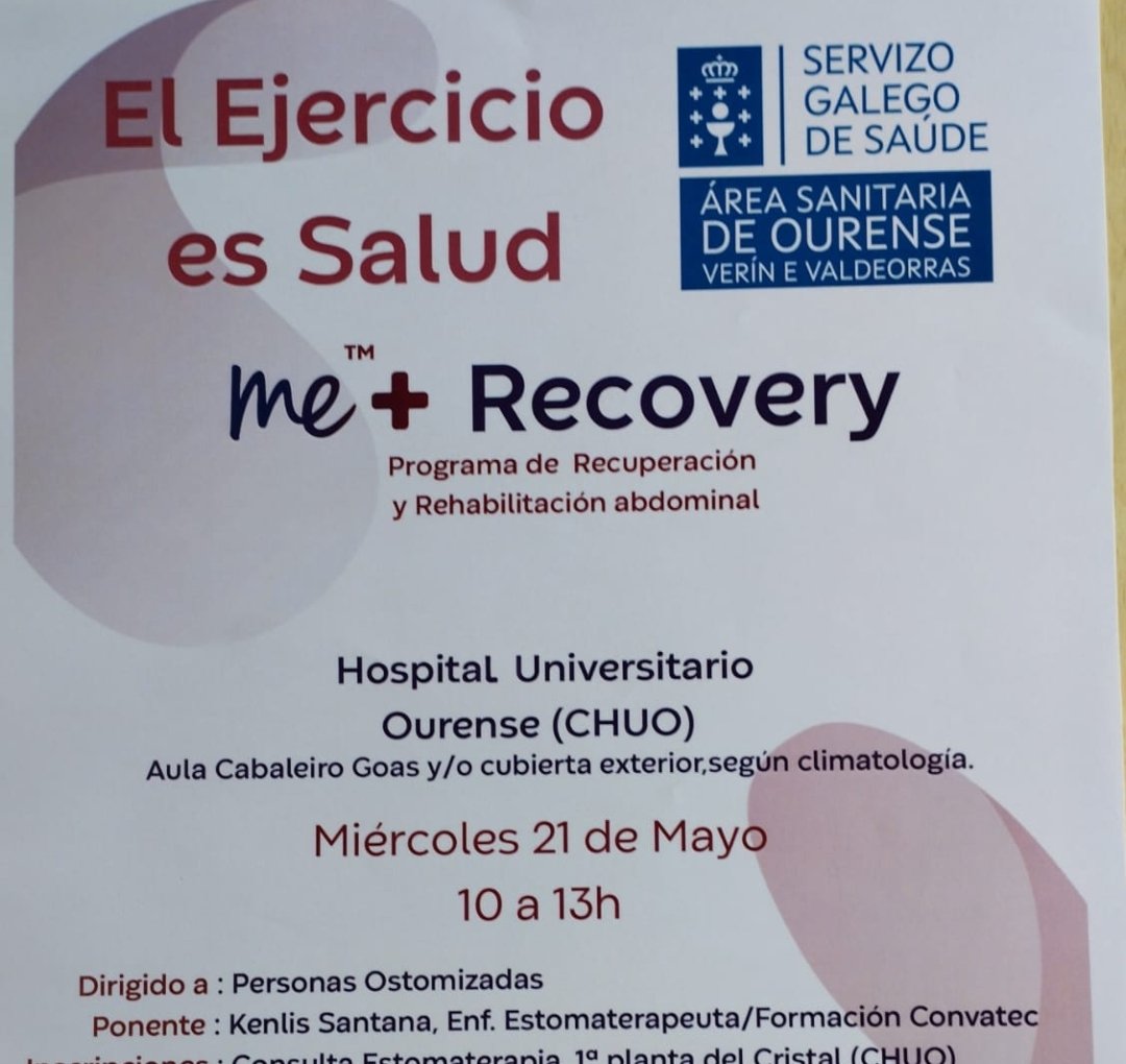 Servicio Cirugía CHUO (@cirugiachuo) on Twitter photo Hoy en <a href="/Sergas_Ourense/">Sergas Ourense</a> hemos celebrado una jornada "Me + recovery" dentro del programa de recuperación y rehabilitación abdominal para pctes ostomizados.
¡Todo un éxito!
Gracias a nuestras enfermeras estomatoterapeutas María y Tere y <a href="/ConvatecWoundES/">ConvatecWoundES</a>! 👏🏻👏🏻 Hoy en <a href="/Sergas_Ourense/">Sergas Ourense</a> hemos celebrado una jornada "Me + recovery" dentro del programa de recuperación y rehabilitación abdominal para pctes ostomizados.
¡Todo un éxito!
Gracias a nuestras enfermeras estomatoterapeutas María y Tere y <a href="/ConvatecWoundES/">ConvatecWoundES</a>! 👏🏻👏🏻
