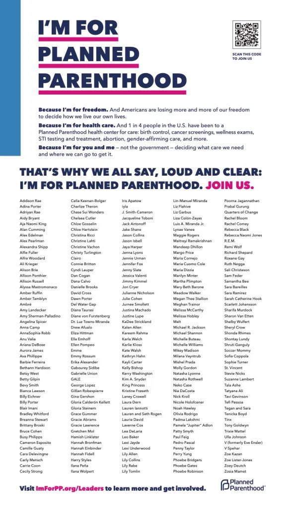 hsdaily's tweet photo. Harry has signed a full-page Planned Parenthood ad “I’m for Planned Parenthood” calling for support of the organisation’s initiatives in response to threats under President Trump that will be in The New York Times. He joins over 250 others such as Olivia Rodrigo, Pedro Pascal and Megan Thee Stallion (via @RollingStone)