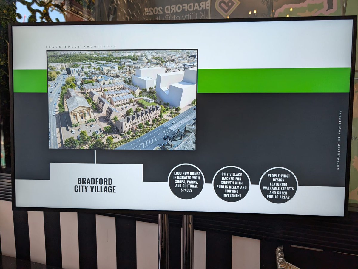 Good to see more about the City Village scheme shared at the UKREiiF Bradford fringe today.
While more quality housing in the city centre is welcome, it’s very disappointing to see the proposed inclusion of more surface car parks. 
This feels like a backwards step for Bradford.
