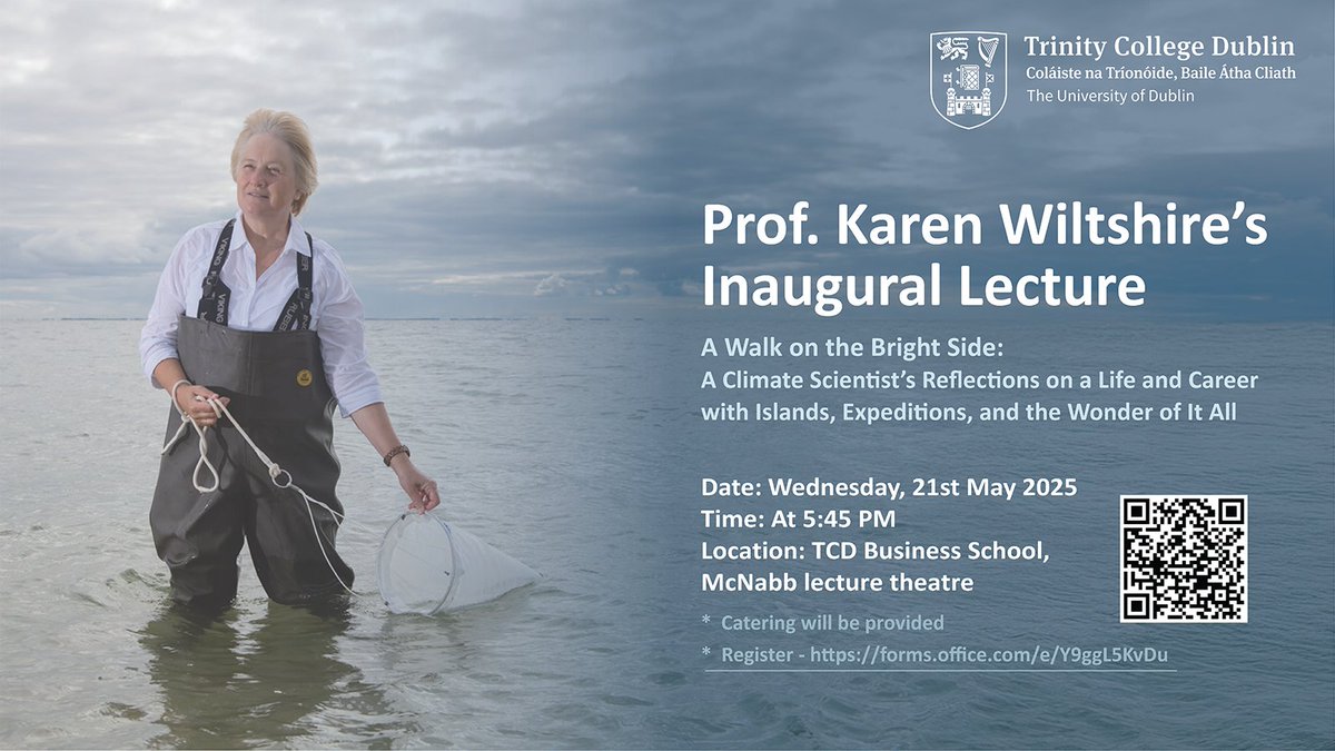 Trinity Engineering (@tcdengineering) on Twitter photo ๐ Join today us for Prof Karen Wiltshireโs inaugural lecture:
โA Walk on the Bright Sideโ
๐
21 May | ๐ 5.45pm | ๐ McNabb Theatre <a href="/TCDBusiness/">Trinity Business School</a>
Free event
All welcome โ registration required ๐
๐ bit.ly/434WOdk ๐ Join today us for Prof Karen Wiltshireโs inaugural lecture:
โA Walk on the Bright Sideโ
๐
21 May | ๐ 5.45pm | ๐ McNabb Theatre <a href="/TCDBusiness/">Trinity Business School</a>
Free event
All welcome โ registration required ๐
๐ bit.ly/434WOdk