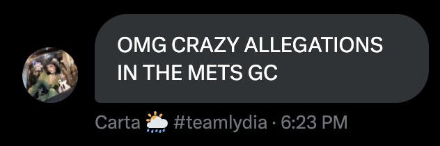 METCrave's tweet photo. A crazy allegation has hit the MET's gc! June, aka (@lydiamaxxing) accused of liking feet!
#METs #MiniEmoToots https://t.co/Mn2nQuQHOA