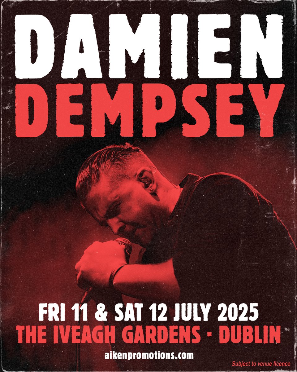 Live @ The Iveagh Gardens (@liveattheiveagh) on Twitter photo ๐ซBeloved Irish troubadour <a href="/DamoDempsey/">Damien Dempsey</a> returns for two special nights performing his iconic songs and some new ones from his new album Hold Your Joy! ๐ถ
๐ซ Friday 11 July ~ bit.ly/44NKEGX
๐ซ Saturday 12 July ~ bit.ly/3ZqLINi ๐ซBeloved Irish troubadour <a href="/DamoDempsey/">Damien Dempsey</a> returns for two special nights performing his iconic songs and some new ones from his new album Hold Your Joy! ๐ถ
๐ซ Friday 11 July ~ bit.ly/44NKEGX
๐ซ Saturday 12 July ~ bit.ly/3ZqLINi