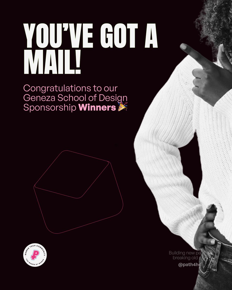 path4herhq's tweet image. If you applied, check your inbox. 💌
The 6 women selected for our course sponsorship have been contacted via email.
If you applied and didn’t receive a mail from us, please know this isn’t the end of the road and we’ll keep creating more paths for women like you to grow in tech.