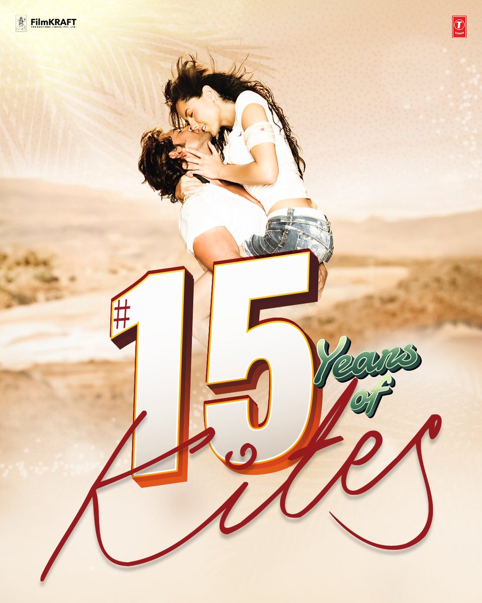 TSeries's tweet photo. Celebrating 15 years of a love story that touched skies and souls. ❤️

#15YearsOfKites @iHrithik @Delamori @KanganaTeam #KabirBedi #NicholasBrown #FilmKraftProductions #TSeries https://t.co/qQrTjRW7Be