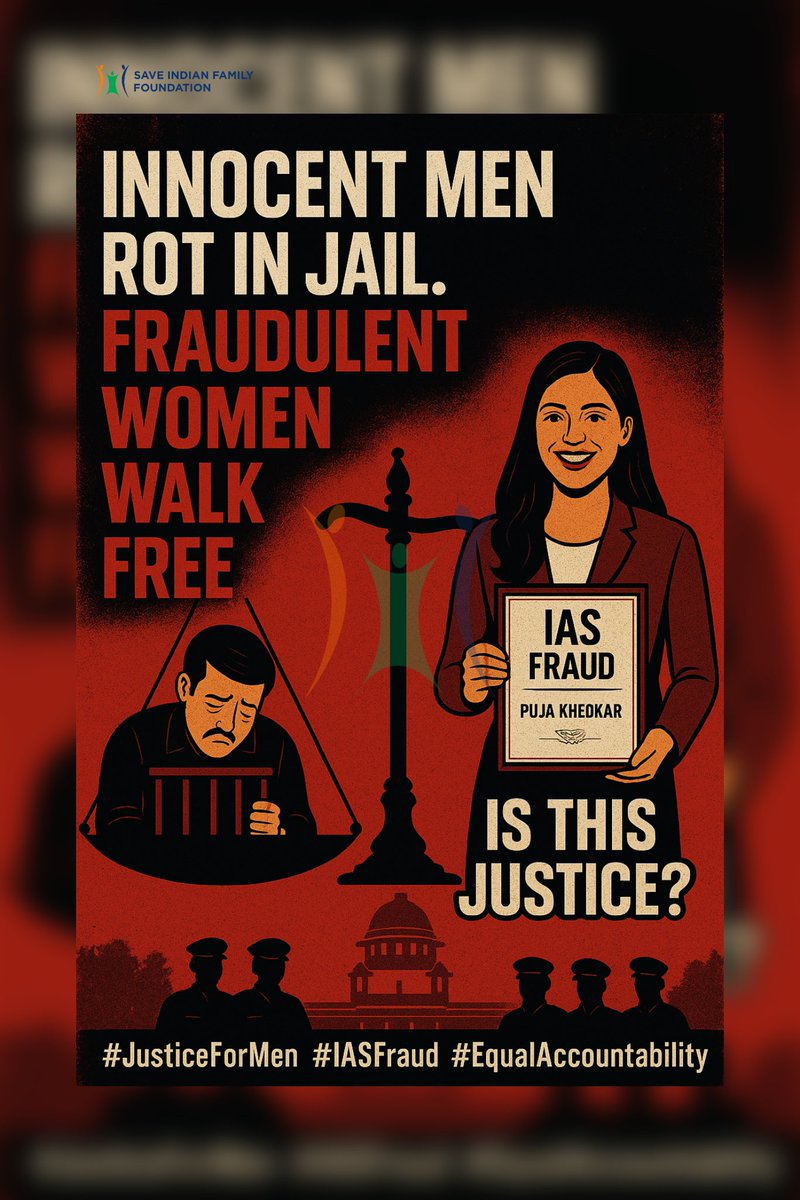 🟥 INNOCENT MEN ROT IN JAIL. FRAUDULENT WOMEN WALK FREE.
🚨 #PujaKhedkar faked her way as an IAS officer — UPSC said she’s a fraud, Delhi Police demanded arrest. But what did the system say?
👨‍⚖️ “She’s not a drug lord, not a terrorist,…”
So she walks free.
But wait…
Are only