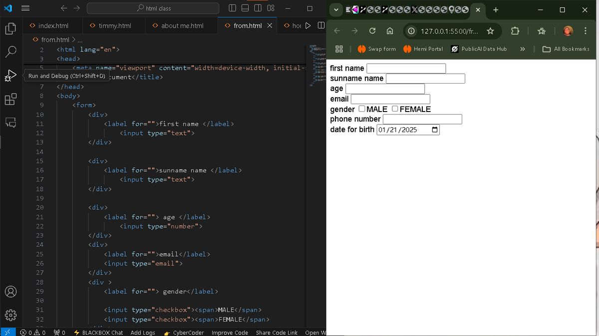 timmy5575's tweet photo. My development no html 
@fliptotech today I learnt on html froms https://t.co/I4BzG5NCfC