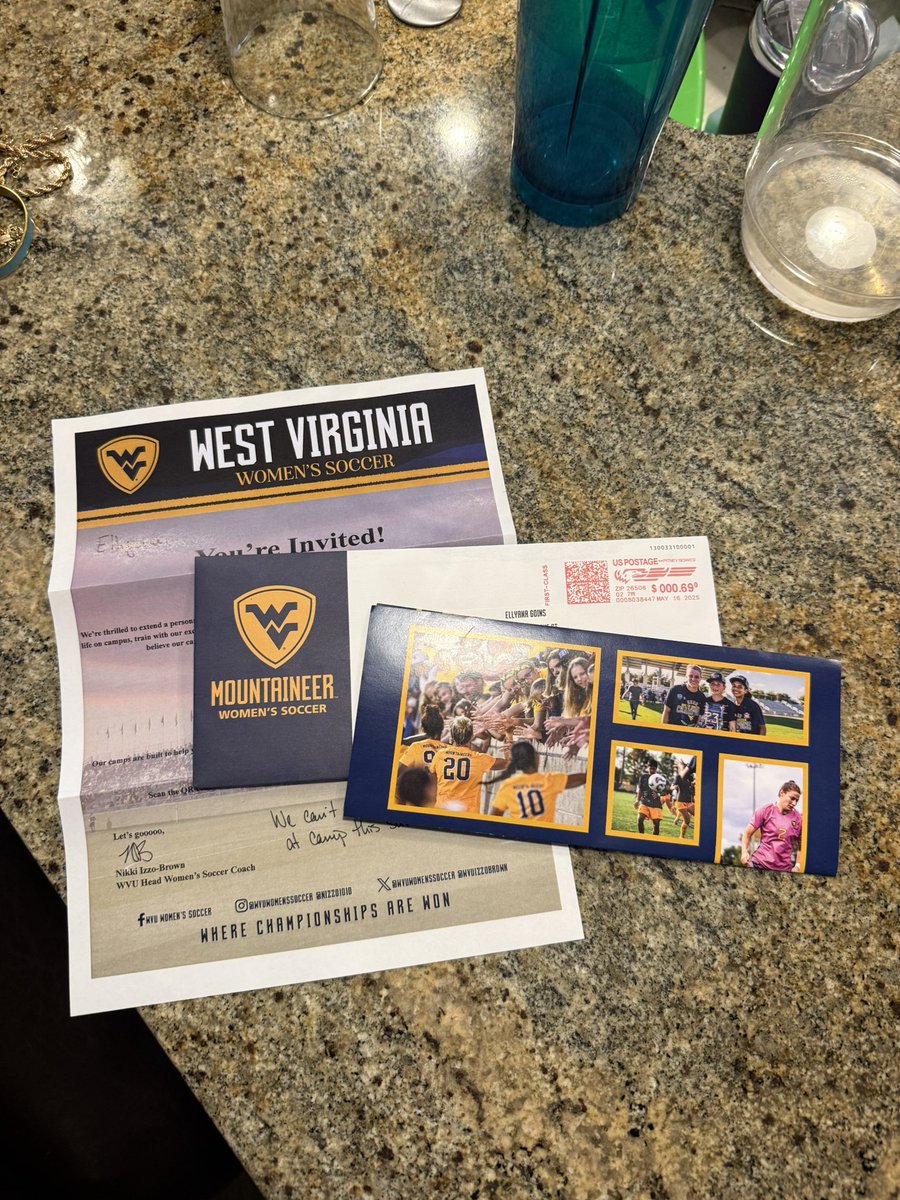Thank you so much <a href="/WVUIzzoBrown/">𝗡𝗶𝗸𝗸𝗶 𝗜𝘇𝘇𝗼-𝗕𝗿𝗼𝘄𝗻</a> and <a href="/LisaStoiaWVU/">Lisa Stoia</a> for more mail! Counting down the days until San Diego! Hope to you see out there <a href="/wvuwomenssoccer/">WVU Women's Soccer</a> 👀. GO MOUNTAINEERS!! #Mountaineers #WVU 

<a href="/PrepSoccer/">Prep Soccer ⚽️</a> 
<a href="/PrepSoccerOH/">Prep Soccer Ohio</a> 
<a href="/ImYouthSoccer/">ECNL/GA/Recruiting/College Soccer</a> 
<a href="/TheSoccerWire/">SoccerWire</a>