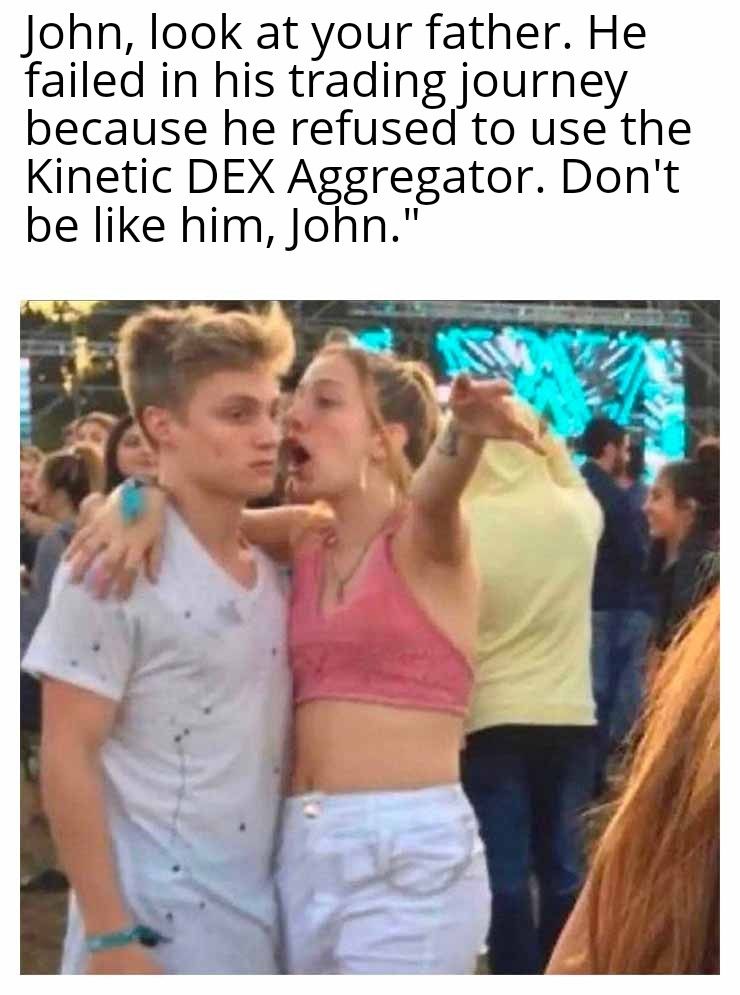 Gideondegreat43's tweet photo. When your mom gives you trading advice at the festival 😂📈 'John, don’t skip @kinetic_xyz DEX Aggregator like your dad did! #CryptoWisdom #DEXAggregator #FamilyLessons #Crypto
#bullrun #DeFi #DEX https://t.co/fZlkWLsFl1