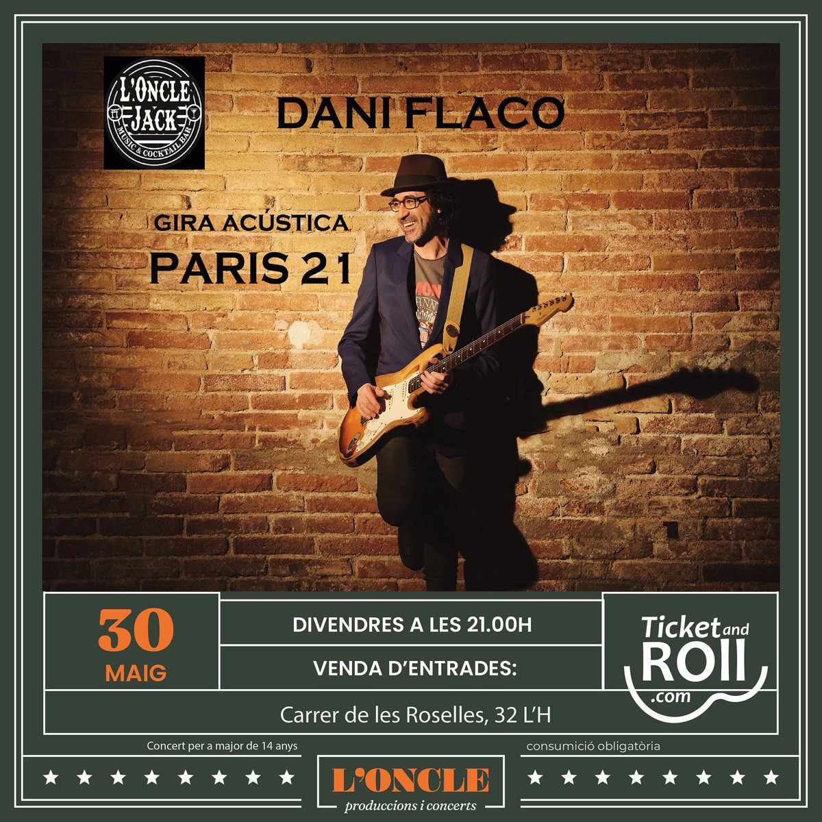 DaniFlaco_'s tweet photo. El día 30 vuelvo al Oncle, que es mi casa❤️. 
Ya sabéis: Info y entradas en mi web🤠.
#giraparis21 #concierto #concert #onclejack https://t.co/xsvurNDqPU