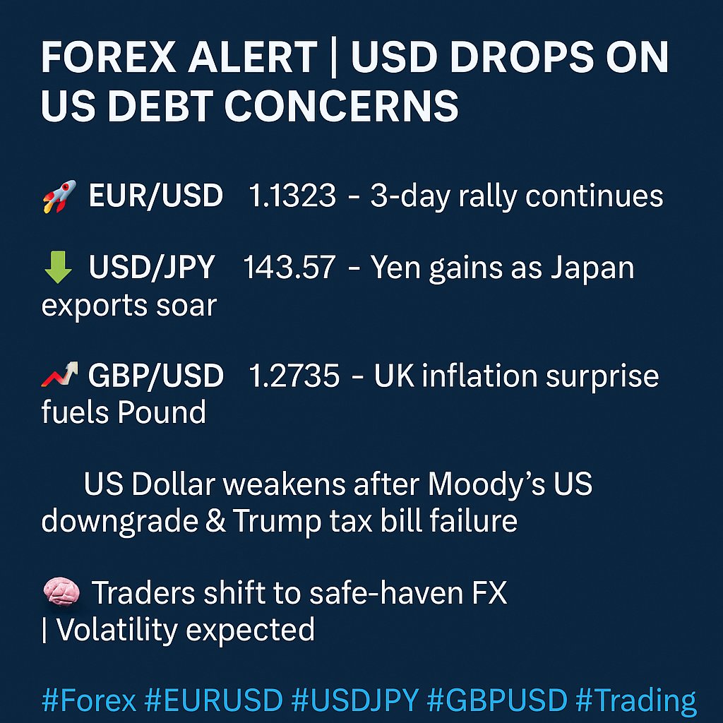 quantsutra's tweet photo. 🚨 #ForexAlert | USD slides amid US debt worries — are you ready to ride the wave? 🌊💵
📌 Tips to trade this volatility:
1️⃣ Watch safe-haven pairs like USD/JPY & CHF
2️⃣ Keep an eye on global news for sudden moves
3️⃣ Use tight stops to protect your capital
4️⃣ Follow momentum https://t.co/XFy8SzlZzi