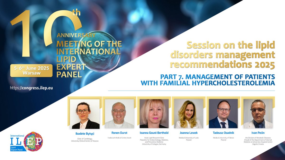 International Lipid Expert Panel (ILEP) (@expertlipid) on Twitter photo Familial hypercholesterolemia: how to diagnose it early🔎, treat it effectively💊, and improve access to innovative therapies in #CEE countries🧬? The final session of <a href="/ExpertLipid/">International Lipid Expert Panel (ILEP)</a> Meeting will focus on closing the gap in #FH care across Europe.
🔗 congress.ilep.eu Familial hypercholesterolemia: how to diagnose it early🔎, treat it effectively💊, and improve access to innovative therapies in #CEE countries🧬? The final session of <a href="/ExpertLipid/">International Lipid Expert Panel (ILEP)</a> Meeting will focus on closing the gap in #FH care across Europe.
🔗 congress.ilep.eu