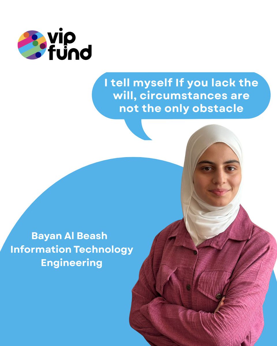 Meet Bayan, an active #volunteer at #VIPFund. She's #supporting others through outreach &amp; campaigns, all while facing personal challenges with resilience. Help her keep making an impact. Donate now: buff.ly/SbjN5T5
#SupportEducation #StudentPower #DonateForChange