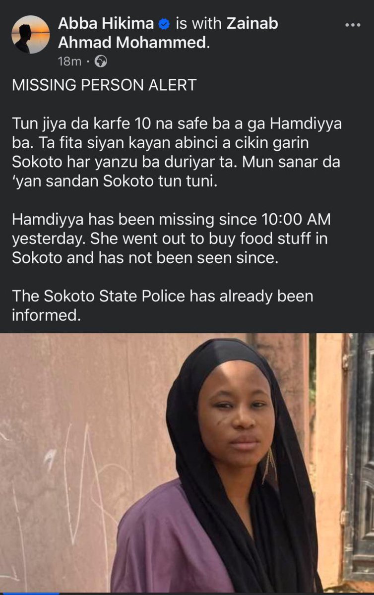 IU_Wakilii's tweet photo. Missing Person Alert 🚨🚨🚨

Please repost for awareness, let’s help find Hamdiyya. https://t.co/ir9UywrrF0