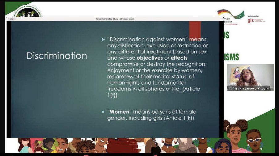 The Coalition for an Effective African Court (@coalitionafchpr) on Twitter photo 2nd session of Day 3: Adopting gender lens to address violations on women’s & girls’ rights when engaging with the African Human Rights Mechanisms <a href="/court_afchpr/">African Court</a> <a href="/acerwc/">ACERWC</a> & <a href="/achpr_cadhp/">African Commission on Human and Peoples' Rights</a>
Facilitated by Ms Matilda Lasseko of the women’s rights unit at the <a href="/CHR_HumanRights/">CentreForHumanRights</a> 2nd session of Day 3: Adopting gender lens to address violations on women’s & girls’ rights when engaging with the African Human Rights Mechanisms <a href="/court_afchpr/">African Court</a> <a href="/acerwc/">ACERWC</a> & <a href="/achpr_cadhp/">African Commission on Human and Peoples' Rights</a>
Facilitated by Ms Matilda Lasseko of the women’s rights unit at the <a href="/CHR_HumanRights/">CentreForHumanRights</a>