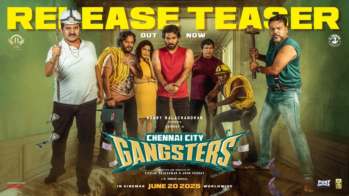 BTG Universal (@btguniversal) on Twitter photo Fun, fun and only fun ahead. Presenting the release teaser of #ChennaiCityGangsters 💥
▶️ youtu.be/wCfeUUOTt6w
Catch the entertainment in theatres on the 20th of June!
An <a href="/immancomposer/">D.IMMAN</a> musical!
<a href="/BTGUniversal/">BTG Universal</a> <a href="/bbobby/">bbobby</a> <a href="/ManojBeno/">Manoj Beno</a> <a href="/actor_vaibhav/">Vaibhav</a> <a href="/AthulyaOfficial/">Athulyaa Ravi</a> <a href="/Mani_Rajeshh/">Manikanta Rajesh</a> Fun, fun and only fun ahead. Presenting the release teaser of #ChennaiCityGangsters 💥
▶️ youtu.be/wCfeUUOTt6w
Catch the entertainment in theatres on the 20th of June!
An <a href="/immancomposer/">D.IMMAN</a> musical!
<a href="/BTGUniversal/">BTG Universal</a> <a href="/bbobby/">bbobby</a> <a href="/ManojBeno/">Manoj Beno</a> <a href="/actor_vaibhav/">Vaibhav</a> <a href="/AthulyaOfficial/">Athulyaa Ravi</a> <a href="/Mani_Rajeshh/">Manikanta Rajesh</a>