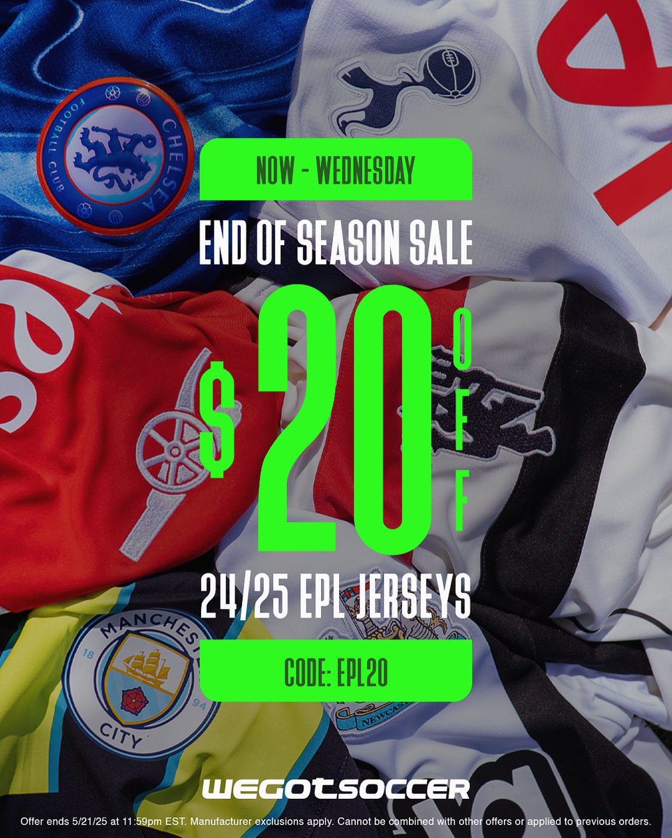 Final day 🚨 

Don’t miss your chance to save on your favorite EPL jersey 

Use code EPL20 at the link in bio 🔗