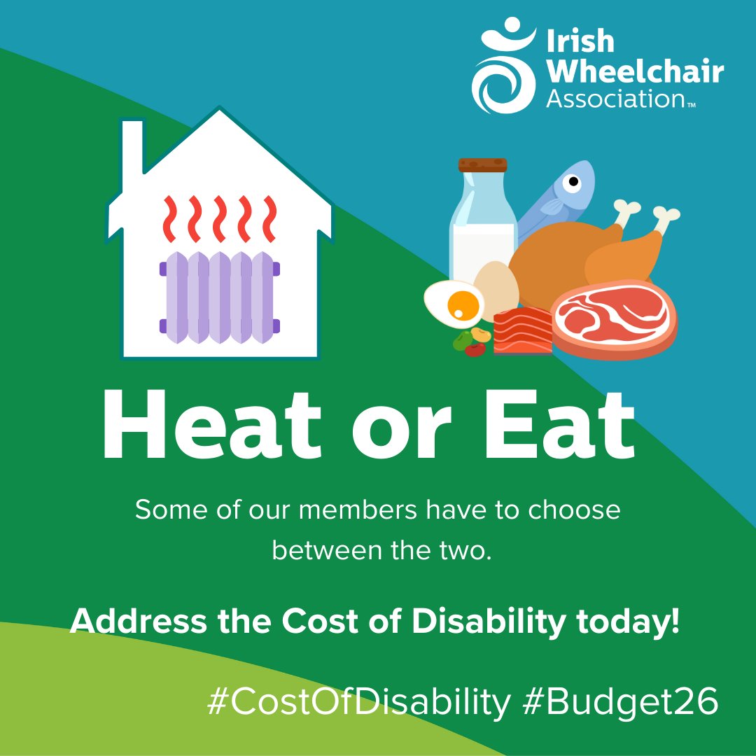 IWA (@irishwheelchair) on Twitter photo Nobody should have to choose between eating or heating!
Join us outside Leinster House on Tuesday for our Pre-Budget launch.
We are asking the Govt to finally address the #costofdisability in #Budget26
#IWAAdvocacy
<a href="/DisabilityFed/">DFI</a> <a href="/AccessForAll7/">Access For All Ireland</a> <a href="/NormaFoleyTD1/">Norma Foley T.D</a> <a href="/1Hildegarde/">Hildegarde Naughton</a> Nobody should have to choose between eating or heating!
Join us outside Leinster House on Tuesday for our Pre-Budget launch.
We are asking the Govt to finally address the #costofdisability in #Budget26
#IWAAdvocacy
<a href="/DisabilityFed/">DFI</a> <a href="/AccessForAll7/">Access For All Ireland</a> <a href="/NormaFoleyTD1/">Norma Foley T.D</a> <a href="/1Hildegarde/">Hildegarde Naughton</a>
