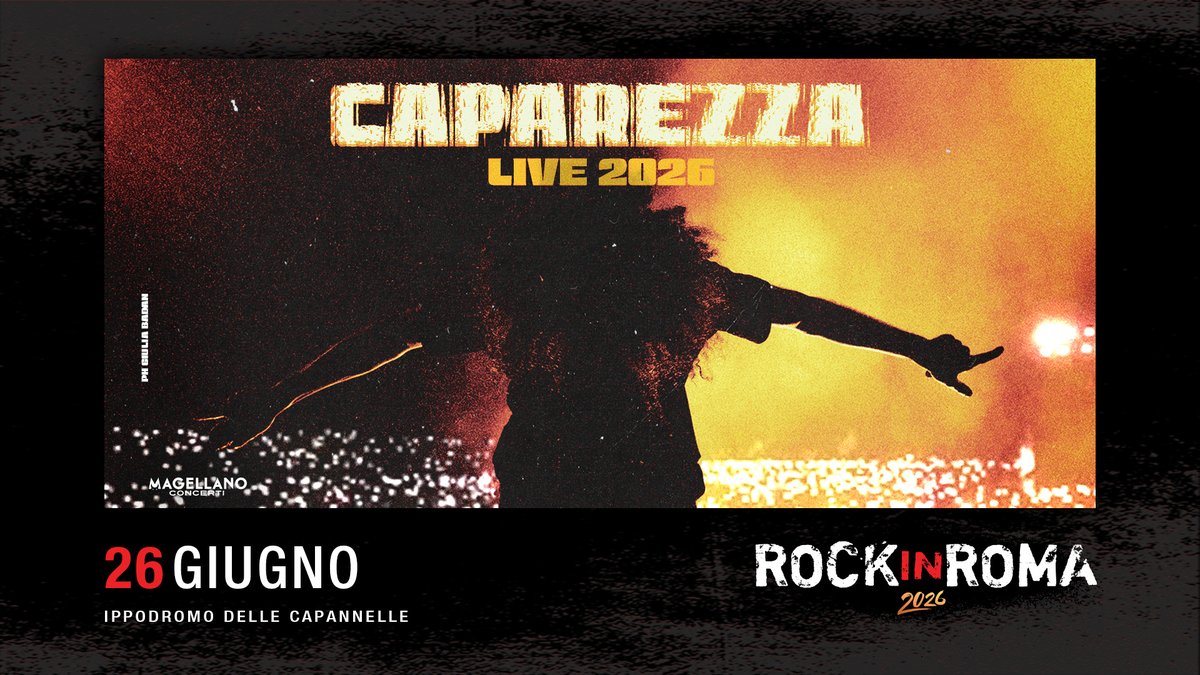 Il momento che tutti stavano aspettando è arrivato: <a href="/CapaSound/">Caparezza</a> torna live nel 2026 dopo 4 anni di attesa dall’ultimo tour!

26 GIUGNO 2026 | <a href="/CapaSound/">Caparezza</a> @ Rock in Roma
📍 Ippodromo delle Capannelle

Biglietti disponibili su <a href="/TicketOneIT/">TicketOne</a> dalle h 14 di domani, giovedì 22 maggio