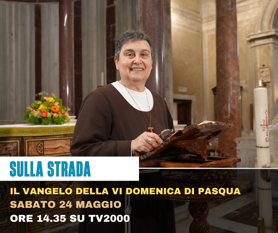 TV2000it's tweet photo. “Vi lascio la pace, vi do la mia pace. Non come la dà il mondo, io la do a voi”
Dalla Basilica di Sant’Agnese fuori le Mura in #Roma, suor @vinerba_roberta commenta il Vangelo della VI Domenica di #Pasqua
Sabato #24maggio ore 14.35 a @lastradatv2000 su #TV2000
📺 Canale 28
📡 157 Sky

@Monicamondo