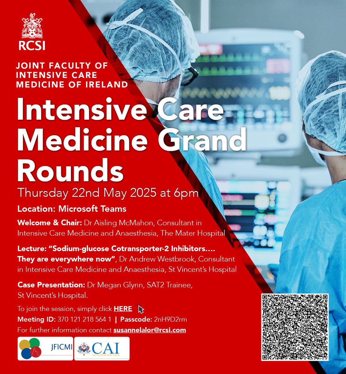RCSI Anaesthesia and Critical Care (@rcsicritcare) on Twitter photo We are delighted to invite you to the final Intensive Care Medicine Grand Rounds of this series, taking place tomorrow, 22nd May at 6pm. Our colleagues, Dr. Andrew Westbrook and Dr. Megan McGlynn, from <a href="/SvuhIcu/">St Vincent's Hospital ICU Dublin Ireland</a> will be presenting. Looking forward to welcoming you all. We are delighted to invite you to the final Intensive Care Medicine Grand Rounds of this series, taking place tomorrow, 22nd May at 6pm. Our colleagues, Dr. Andrew Westbrook and Dr. Megan McGlynn, from <a href="/SvuhIcu/">St Vincent's Hospital ICU Dublin Ireland</a> will be presenting. Looking forward to welcoming you all.