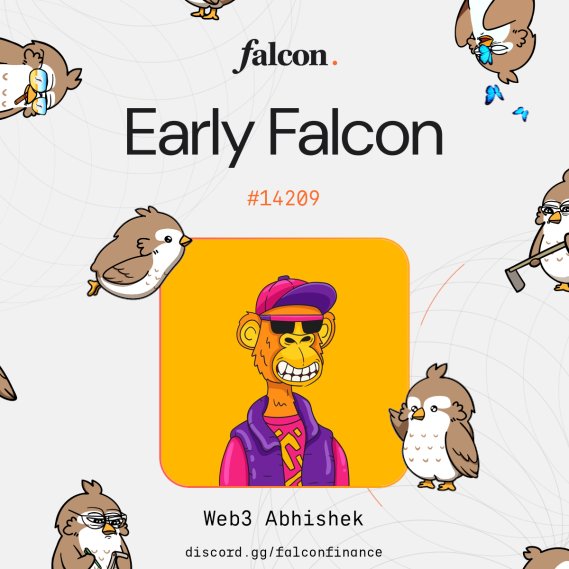 web3abhishek's tweet photo. Officially a proud Early Falcon.

Yield enjoyer since day zero. 

Only with @falconfinance 🦅⛽️ https://t.co/ThX9d8Pvx0