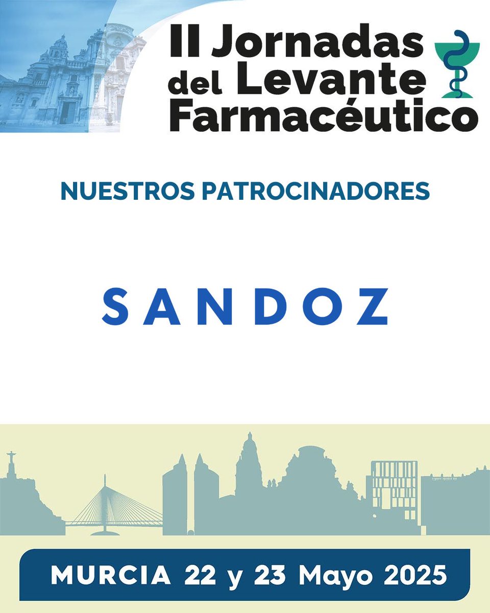 🔹 SANDOZ, patrocinador de la Mesa 3. Avances y perspectivas futuras en los servicios profesionales farmacéuticos: Hacia una atención integral e innovadora. 🌍🔗 jornadaslevantefarmaceutico.com  #JornadasLevanteFarmacéutico #Farmacia