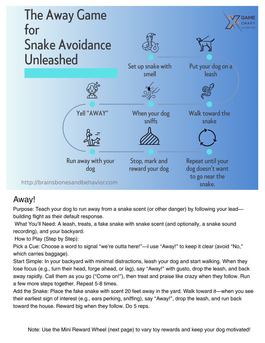 GameCraftJamie's tweet image. Day 4 of #ScentAndSkillsChallenge! Snake Avoidance Drill. Get it: a.co/d/j8JN2L8

Free sampler &amp;amp; wish list for gamecraft app: gamecraftlearning.com/preview/ScentS…

#DogTrainingTips #gamecraftlearning #CanineGameTheory