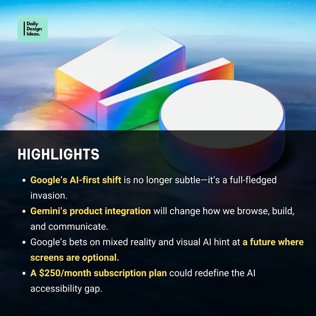 OctetJournal's tweet photo. From AI filmmaking to smart glasses and a $250 AI subscription, @Google  I/O 2025 redefines the future of tech with its most daring and AI-heavy announcements.
.
.
.
#google #googleio #gemeni #ai #recent #current #fyp https://t.co/SO7I6AHEFU