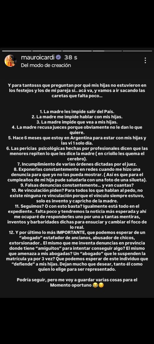 IvanaMarti87321's tweet photo. En el punto 5 te faltó, Jhonny, el cómputo de los 15 días que llevaste a tus hijas engañadas a convivir con vos, "la niñera Euge" y sus hijos y la tal Silvia, acusada de maltrato. Así que fueron 16 y no 1 https://t.co/W35oam57Sq