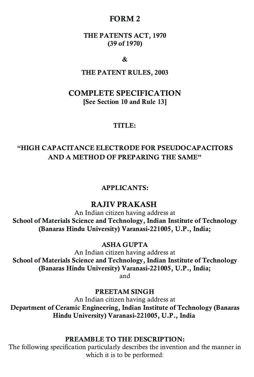 Cell_Grid's tweet image. 🚀 Proud Milestone Alert!
Congrats to Dr. Preetam Singh, Dr. Asha Gupta (IIT BHU), and Prof. Rajiv Prakash (IIT Bhilai) for their patent on a high-capacitance electrode for pseudocapacitors! A big step for sustainable energy storage.
@preetamchem
 #Innovation #Sustainability