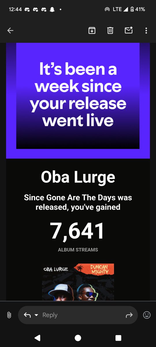 One week since Gone Are The Days Ft. Duncan Mighty dropped and we're currently on 7k+ streams, here's an appreciation to everyone listening 
michselberrecords.fanlink.tv/GATD