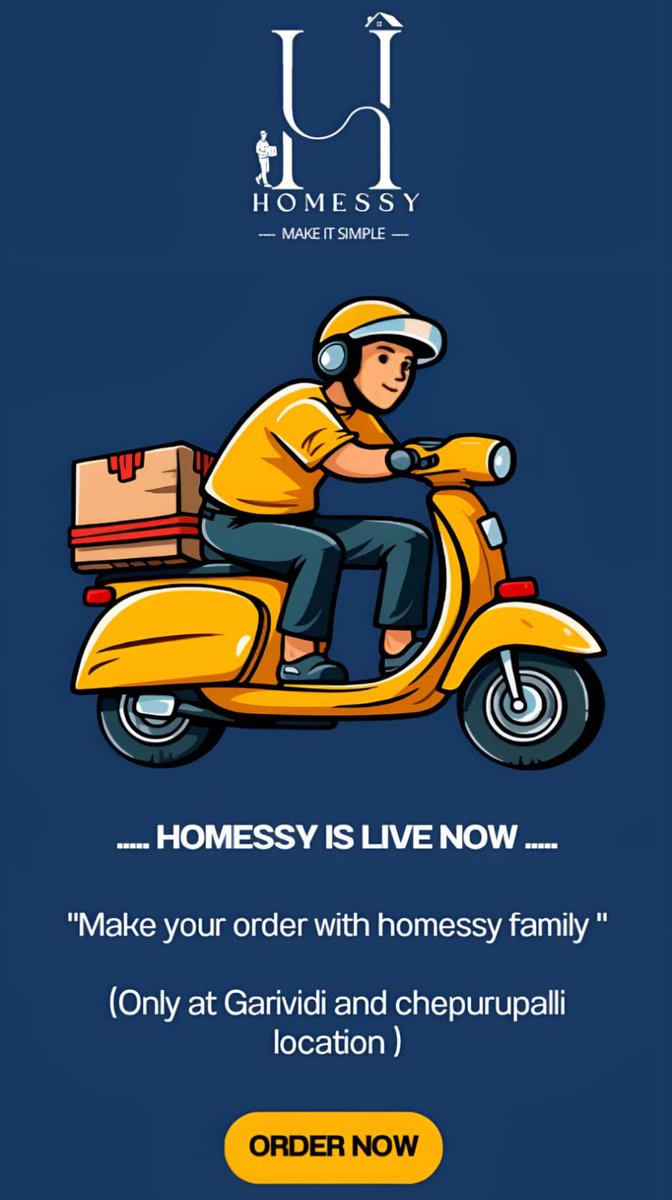 Homessy_13's tweet photo. That moment when your cravings hit 🤤 and Homessy zooms in like: Vroooom! 🛵💨 Now delivering in Garividi &amp; Chepurupalli 📍
 #FastAF ⚡ #HomessyToTheRescue 🦸‍♂️ #DeliveryGoals 🎯 #OrderNow 🛒
Link : https://t.co/p2U4iG9Vct https://t.co/B24pGjkZeQ