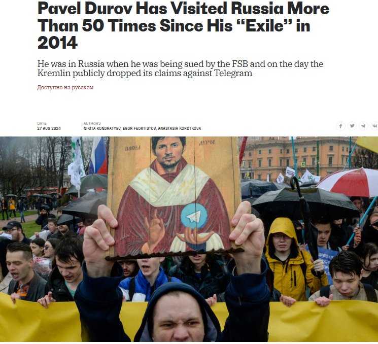 <a href="/ri_not_ri/">Rinat</a> And Pavel Durov visited Russia more than 50 times, in secret, after he said to all the world that he is in "exile" and a "dissident". 

Durov is a Russian agent masquareding as an anti-Putin activist. Russia has a long tradition in creatindg"disidents" like this guy.