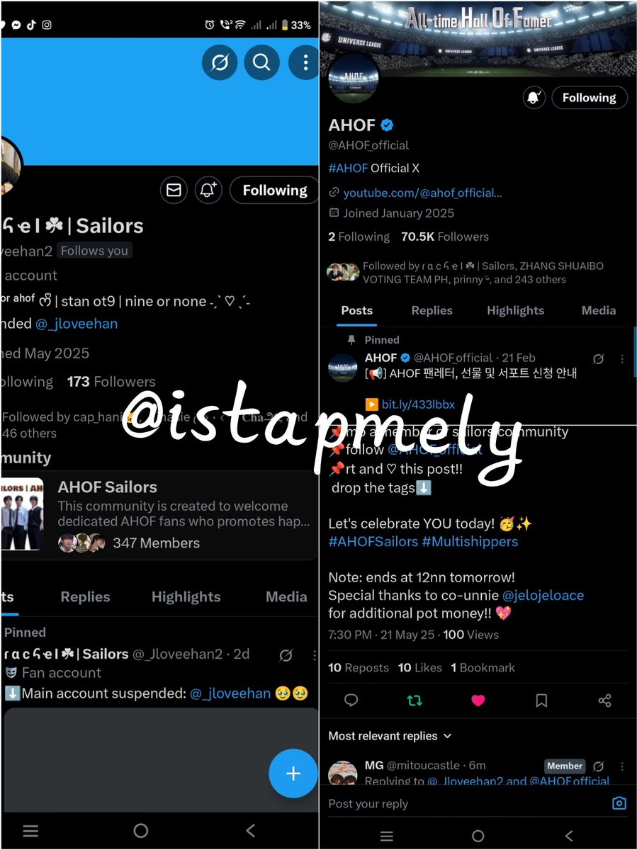 IstapmeLy's tweet photo. @_Jloveehan2 @AHOF_official Sasali ako KASI BAKIT HINDI???
translation: sana po wag na to maging bato🙏

Let's celebrate YOU today! 🥳✨ 
#AHOFSailors #Multishippers https://t.co/3Bk1cswEXK