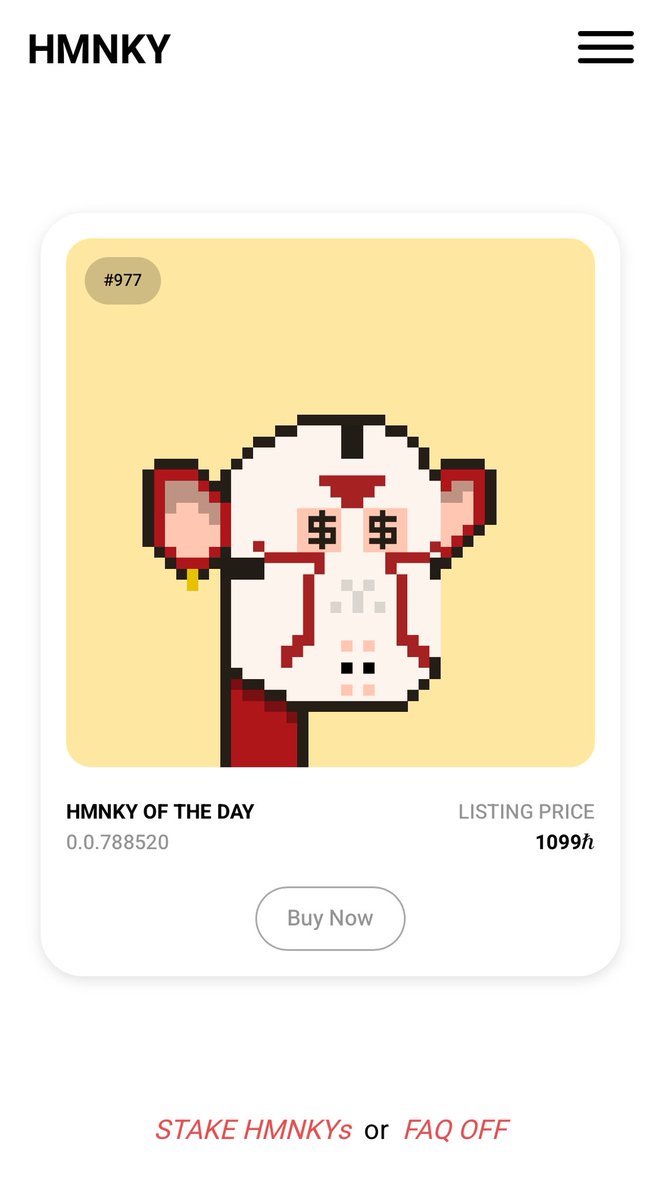 HMNKY Of The Day

<a href="/HMNKYs/">Hedera Monkeys</a> #HBAR