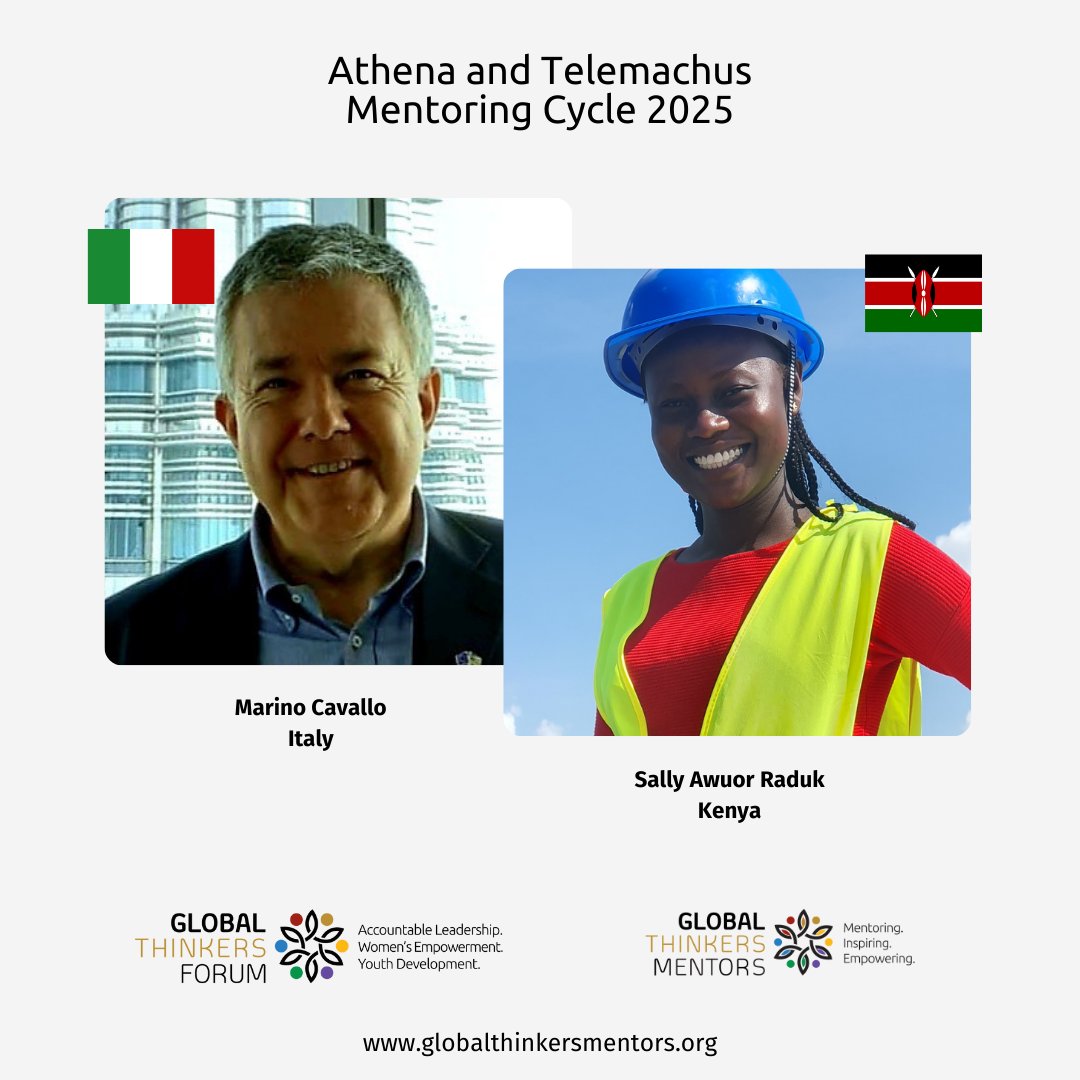 GTFMentoring's tweet image. We are excited to have Sally from #Kenya among our 2025 #mentees! Economist Marino Cavallo is her mentor, who has developed many analyses & studies about the relations between social & economic issues. Sally is an enthusiastic, young woman in the energy sector. #GTF #sdgs #africa