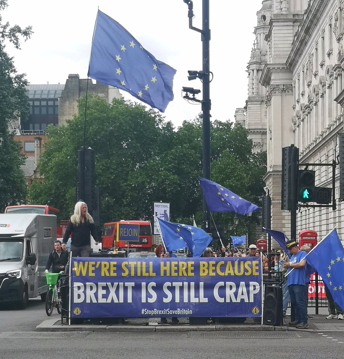 London, today. Steve Bray <a href="/snb19692/">4th July - Tory wipe Out</a> still doing his thang - with music.