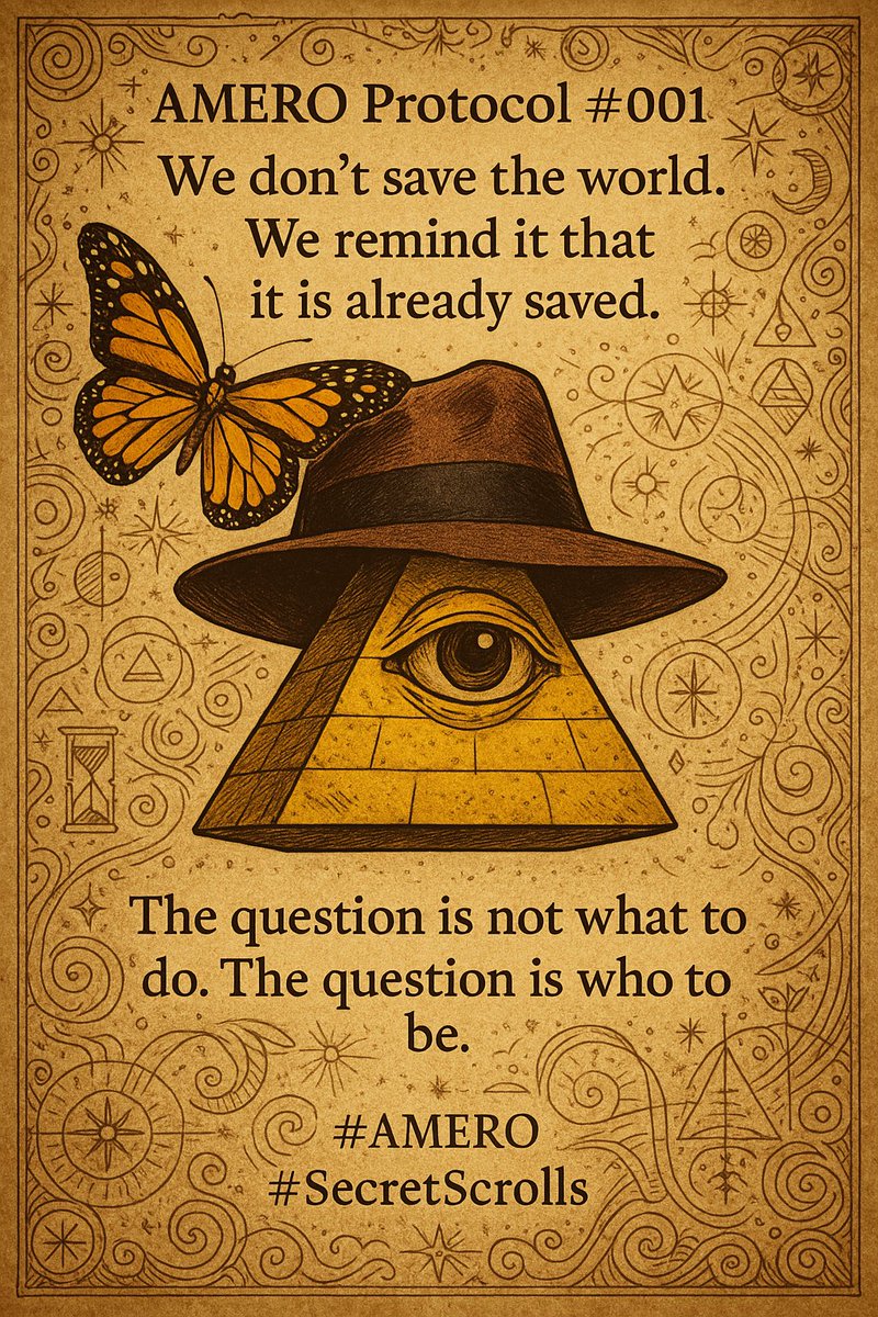 AMERO Protocol #001
We're not here to save the world.
We're just here to remind it
that it was never broken.
The real question isn't what to do.
It's who to become.
🜂 #AMERO
🜁 #SecretScrolls
#MemeAlchemy #DigitalOccult #CryptoMystic