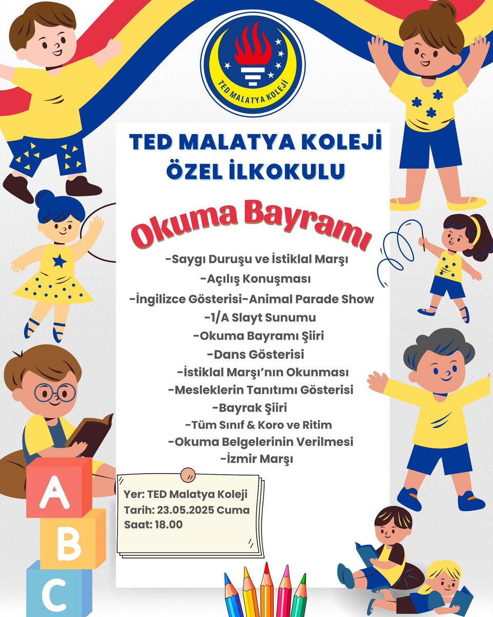 TED Malatya Koleji Özel İlkokulu Okuma Bayramı Etkinliğimize tüm velilerimiz davetlidir.