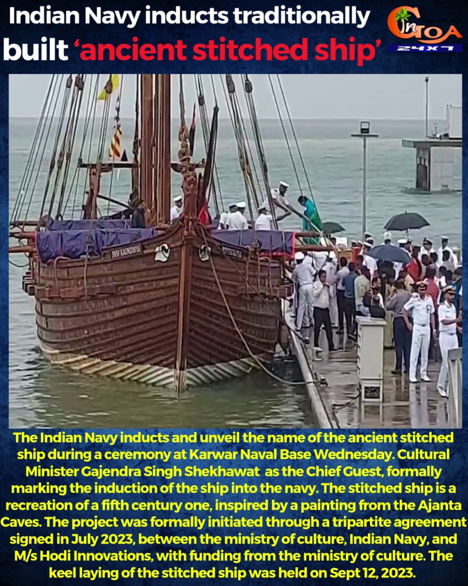 InGoa24x7's tweet photo. Indian Navy inducts traditionally built ‘ancient stitched ship’
WATCH : https://t.co/abeBazKXd5
#Goa #GoaNews #IndianNavy #Ancient #StitchedShip #Karwar https://t.co/IovnrrBwJY