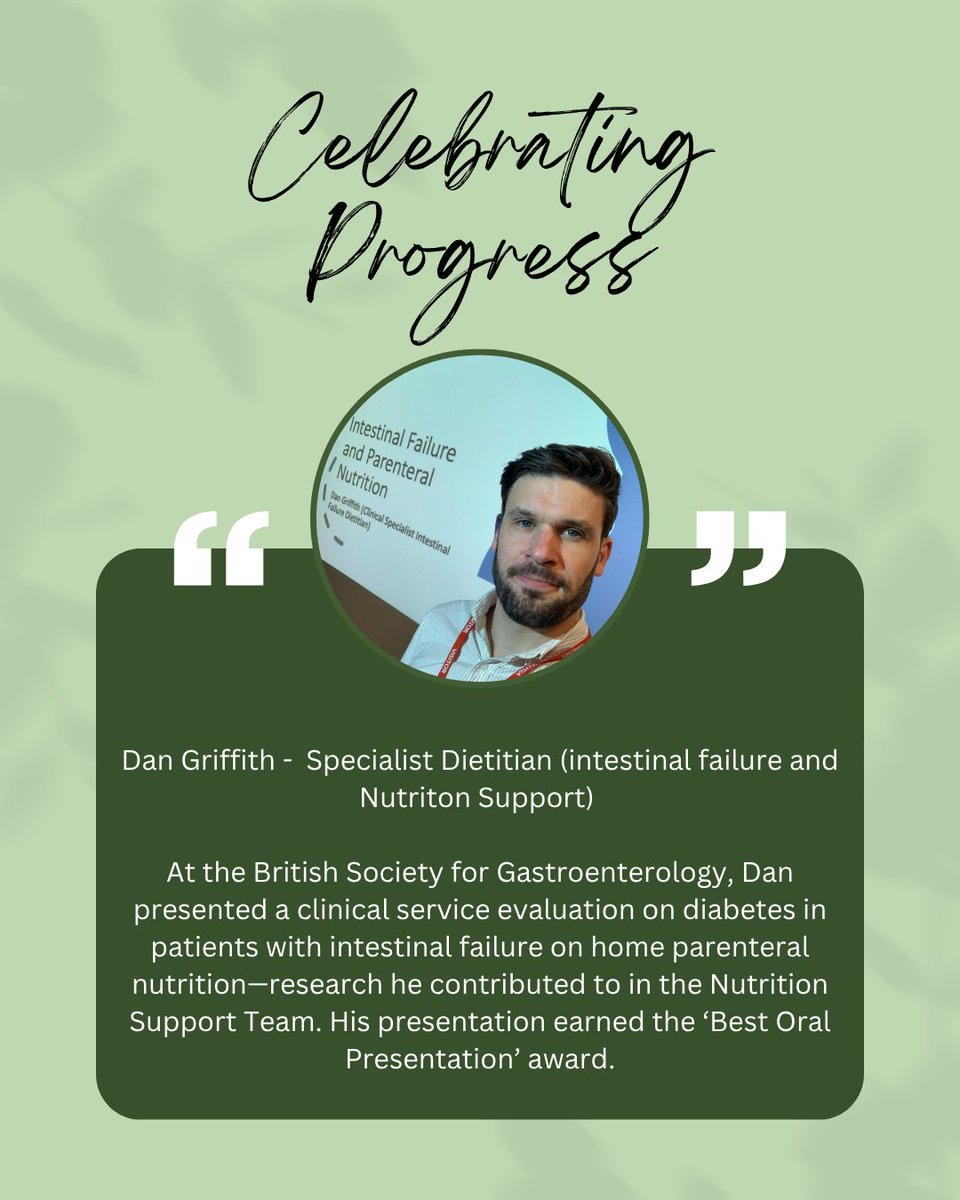 UHB Therapy Services (@uhbtherapy) on Twitter photo We are proud that Dan won best oral presentation in his stream recently at British Society for Gastroenterology!
#DW2025 #DW2025CelebratingProgress <a href="/DanGriffithRD/">Dan Griffith RD</a> We are proud that Dan won best oral presentation in his stream recently at British Society for Gastroenterology!
#DW2025 #DW2025CelebratingProgress <a href="/DanGriffithRD/">Dan Griffith RD</a>